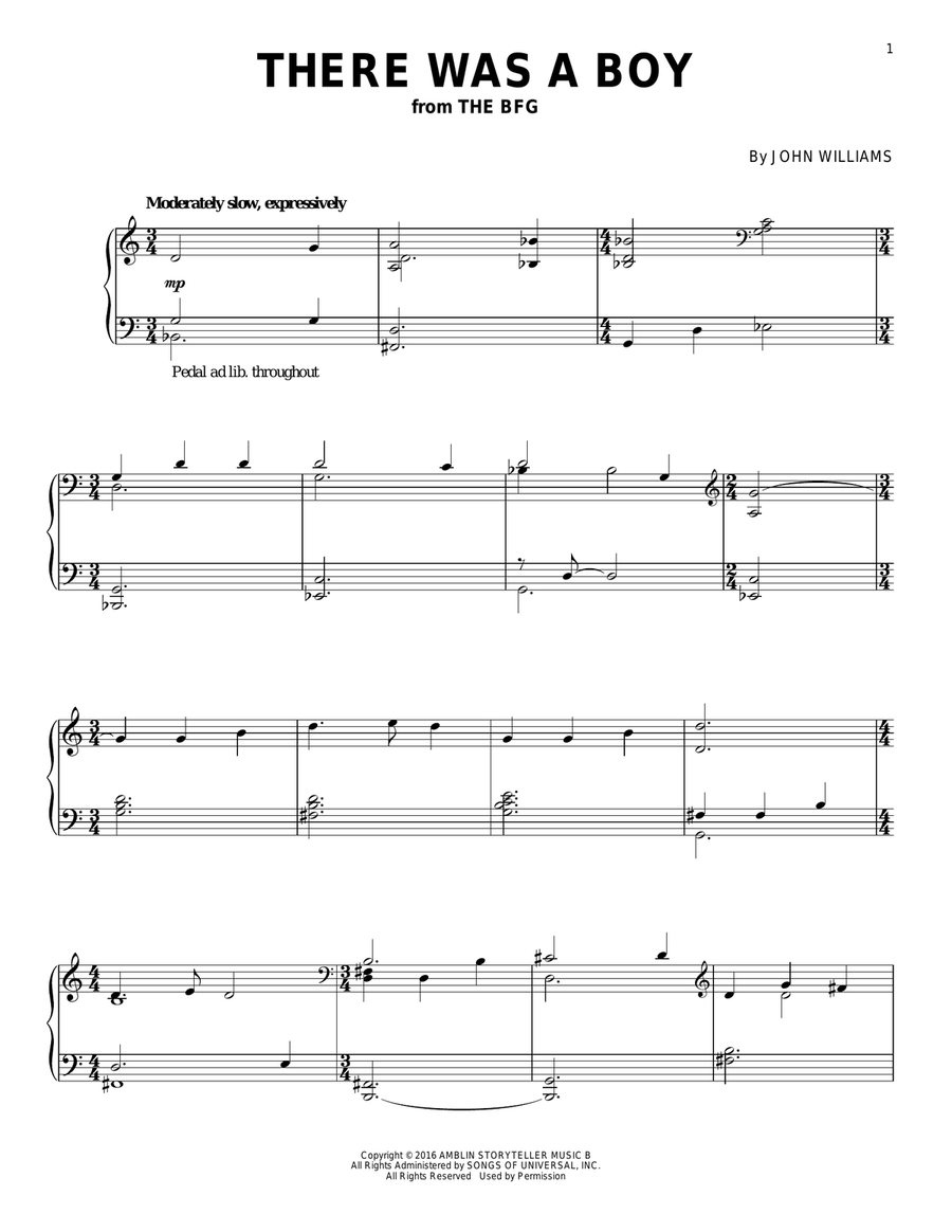 There Was A Boy Piano Solo scores gallery preview page 1