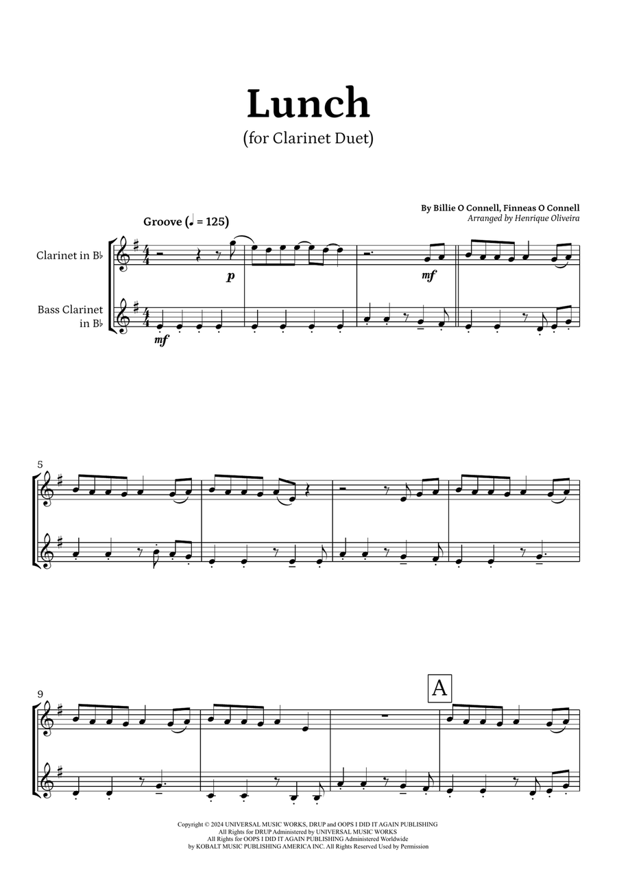 Lunch Clarinet Duet scores gallery preview page 1