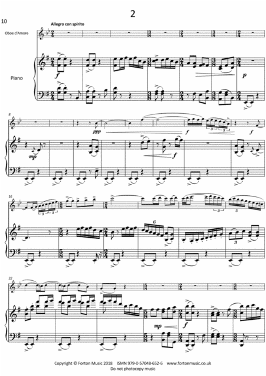 Sonata for Oboe d'Amore and Piano Piano Accompaniment scores gallery preview page 3