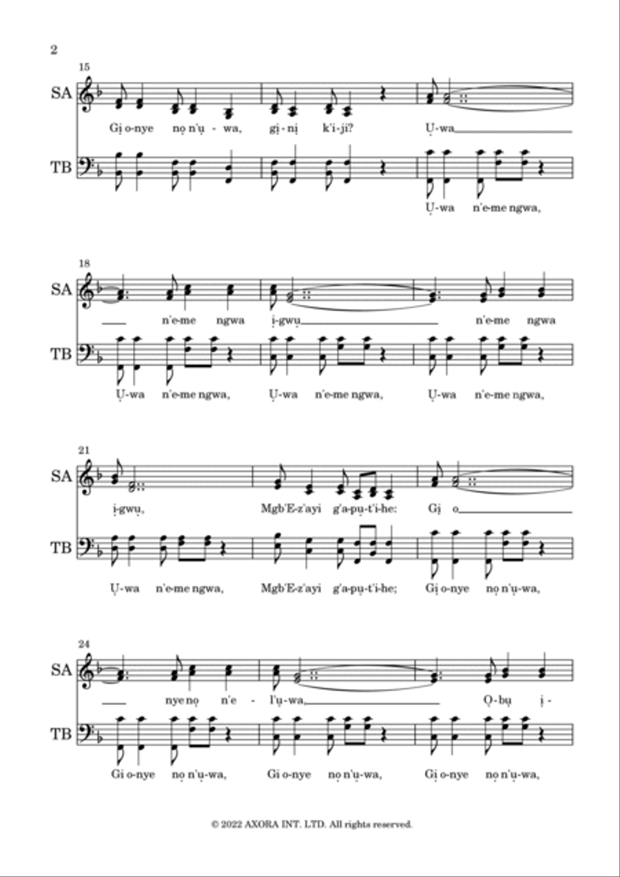 Gini K'iji N'aka? (IGBO) 4-Part scores gallery preview page 2