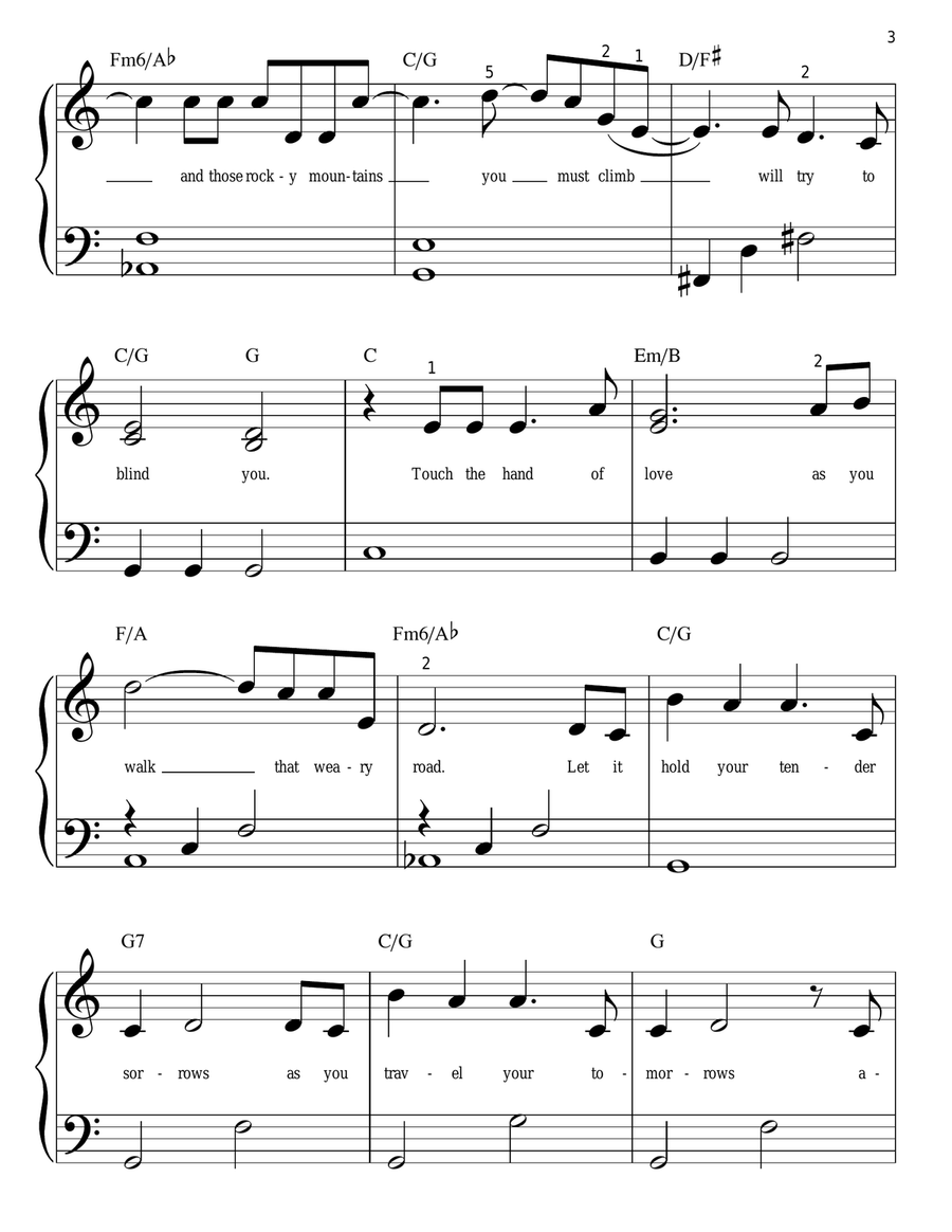 Touch The Hand Of Love Touch The Hand Of Love Easy Piano scores gallery preview page 3