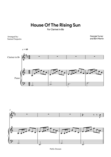 House of the Rising Sun - for Clarinet in Bb - with play along image number null