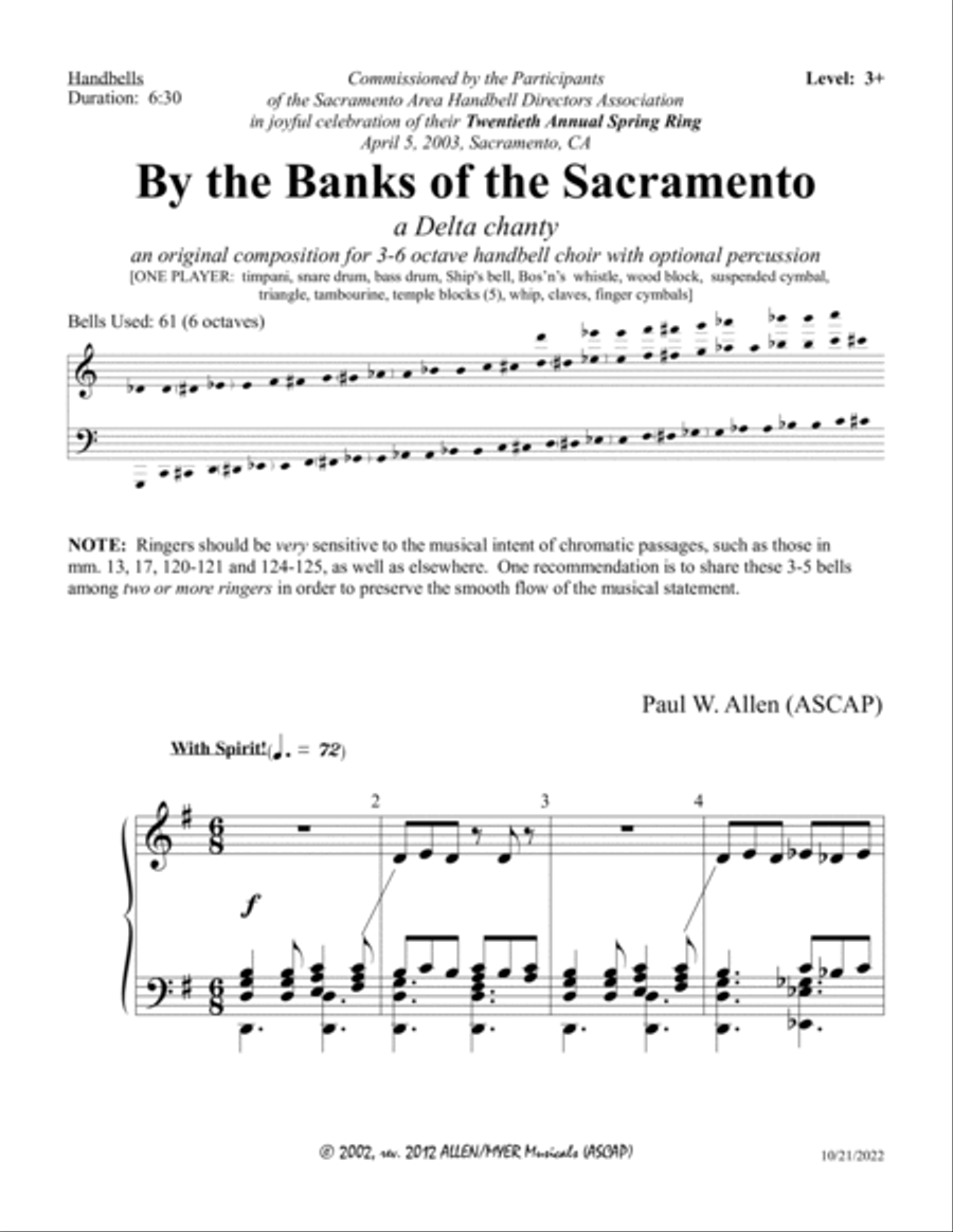 By the Banks of the Sacramento: a Delta Chanty Handbell Choir scores gallery preview page 3