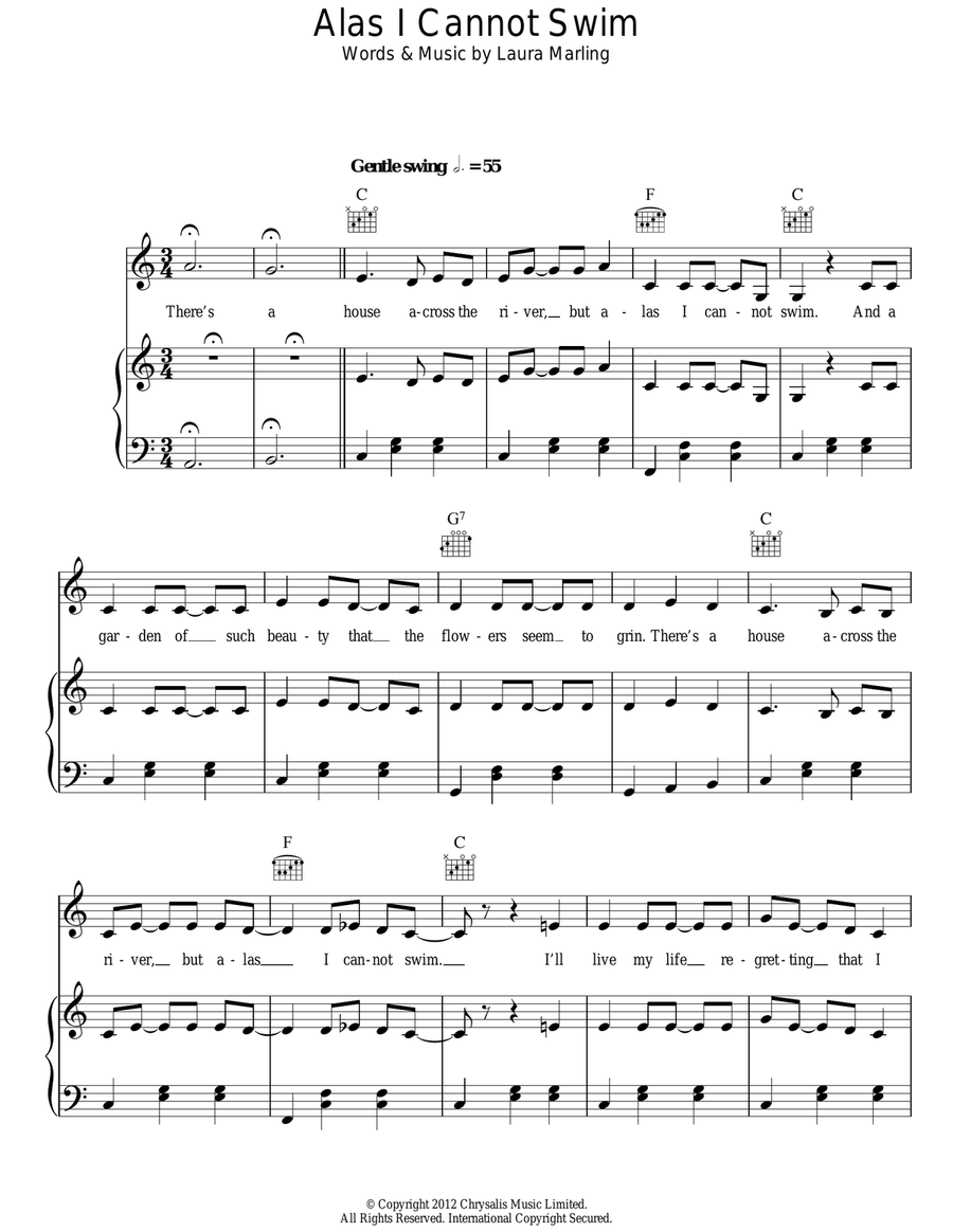Alas I Cannot Swim Acoustic Guitar scores gallery preview page 1