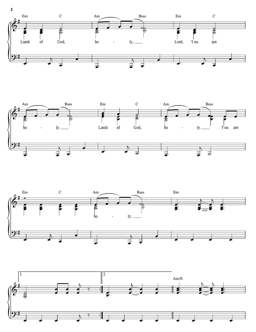 Lamb Of God Piano, Vocal, Guitar scores gallery preview page 2