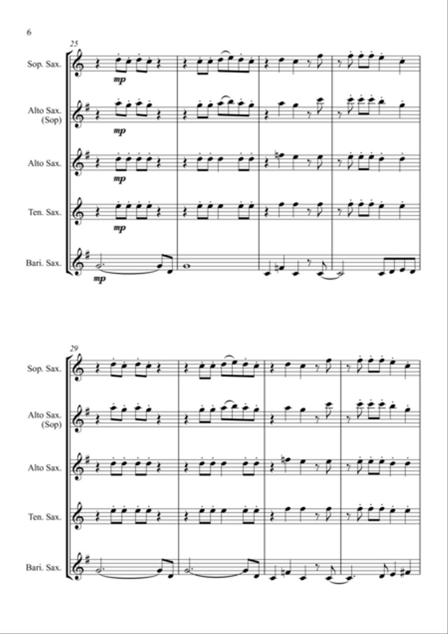 Mamma Mia Saxophone Quartet scores gallery preview page 6