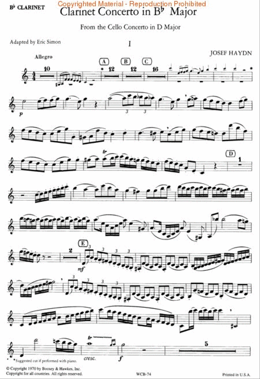 Clarinet Concerto in Bb Major Clarinet Solo scores gallery preview page 2