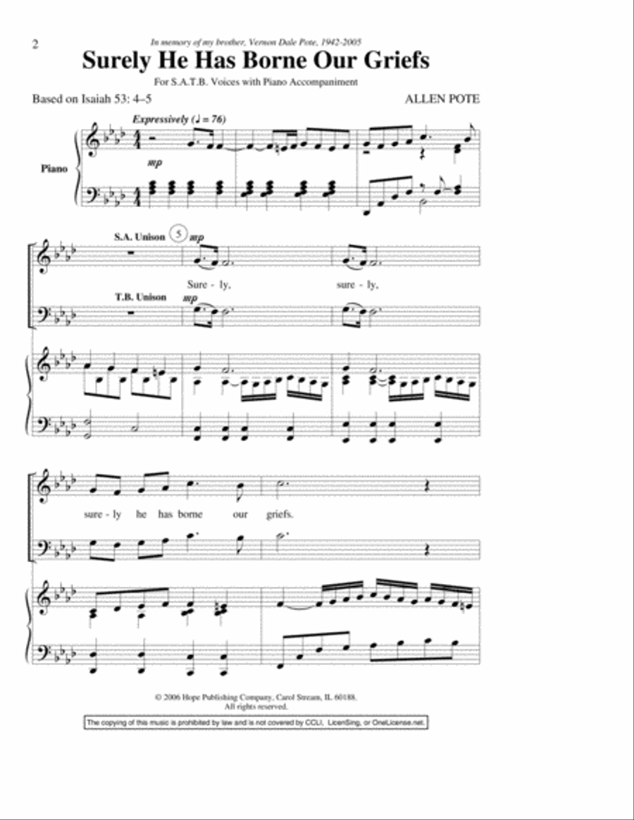 Surely He Has Borne Our Griefs 4-Part scores gallery preview page 2