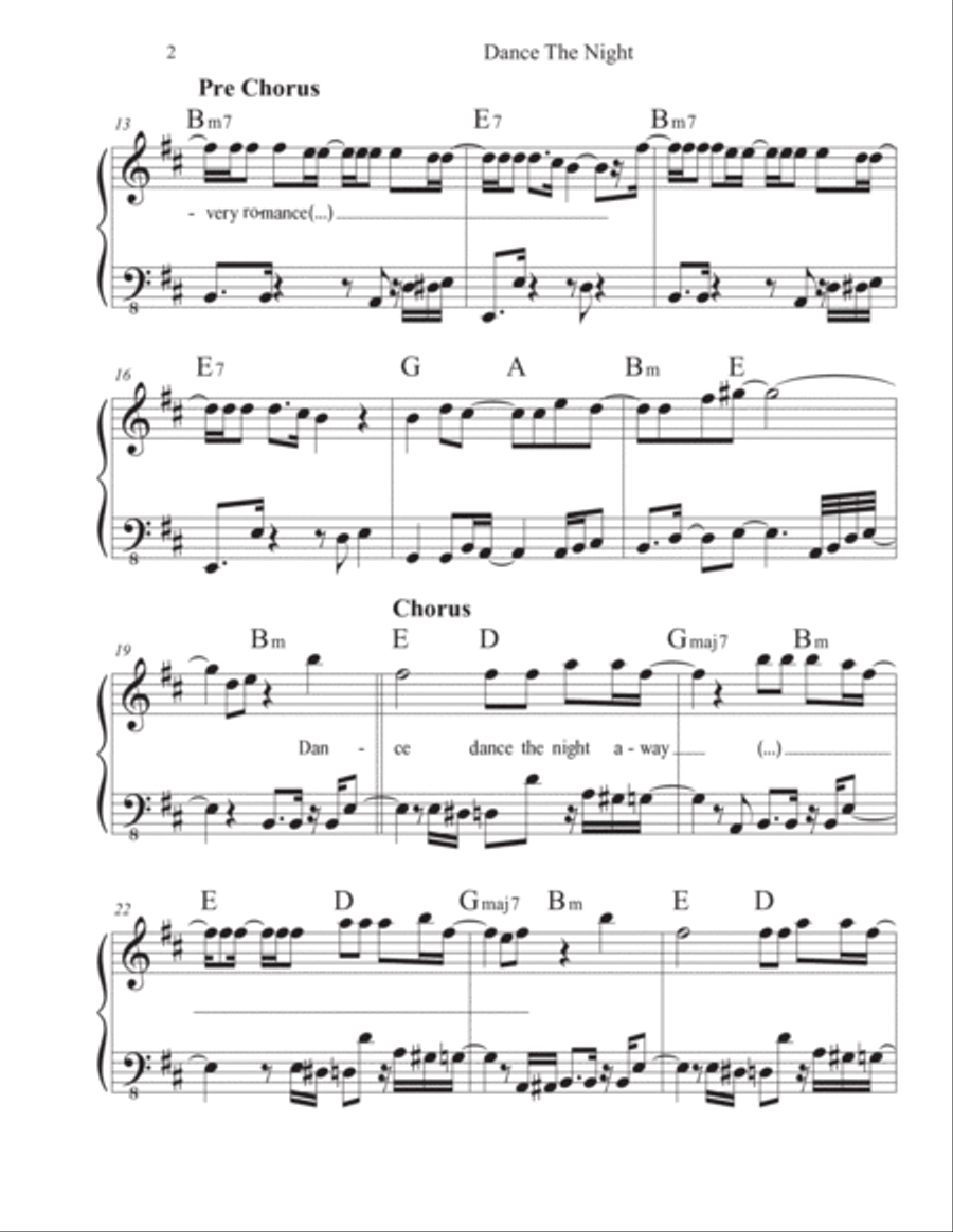 Dance The Night Piano Solo scores gallery preview page 2