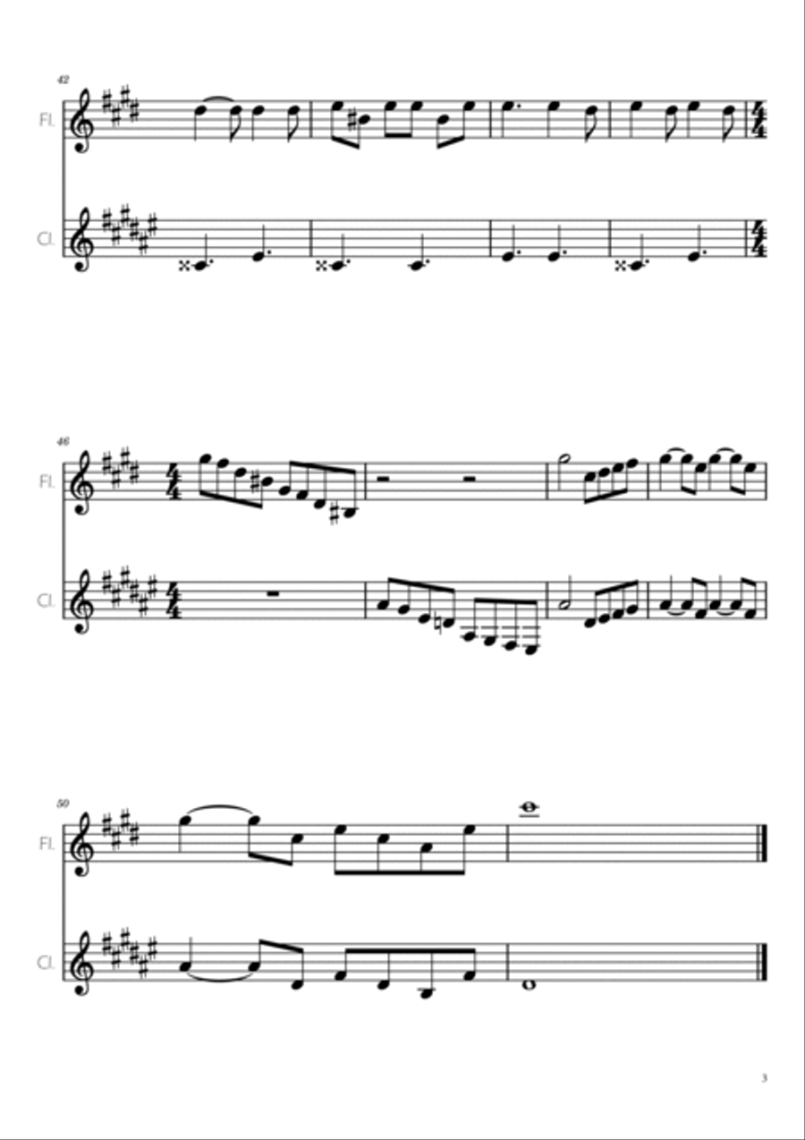 Swan Lake (theme) - Tchaikovsky - Flute and Clarinet Duet Woodwind Duet scores gallery preview page 3