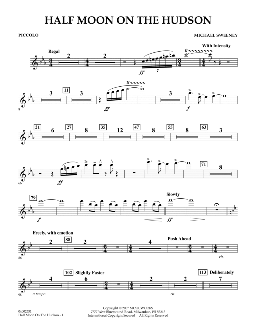 Half Moon On The Hudson - Piccolo Piccolo scores gallery preview page 1