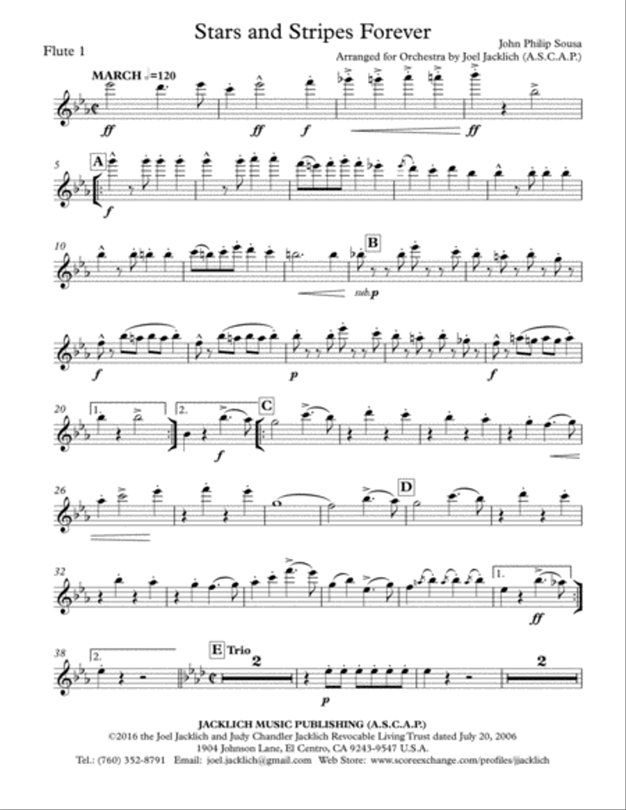 Stars and Stripes Forever (Orchestra and/or Concert Band, with optional Chorus) Letter Size 8.5