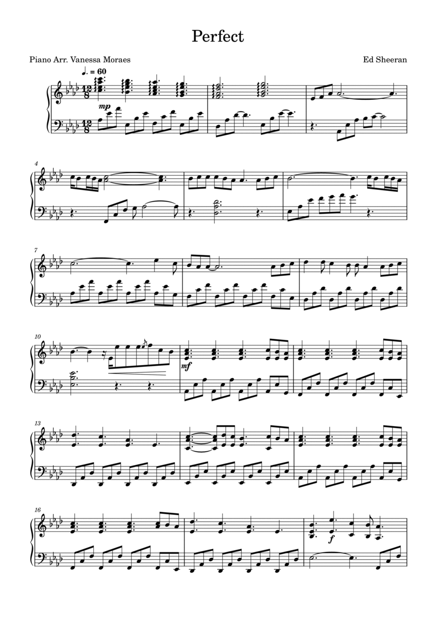 Perfect Perfect Piano Solo scores gallery preview page 1