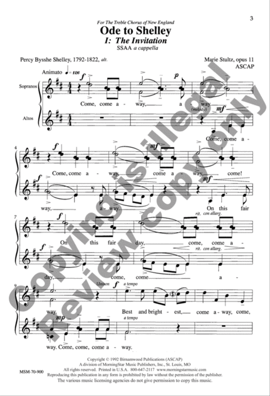 Ode to Shelley SSAA scores gallery preview page 10