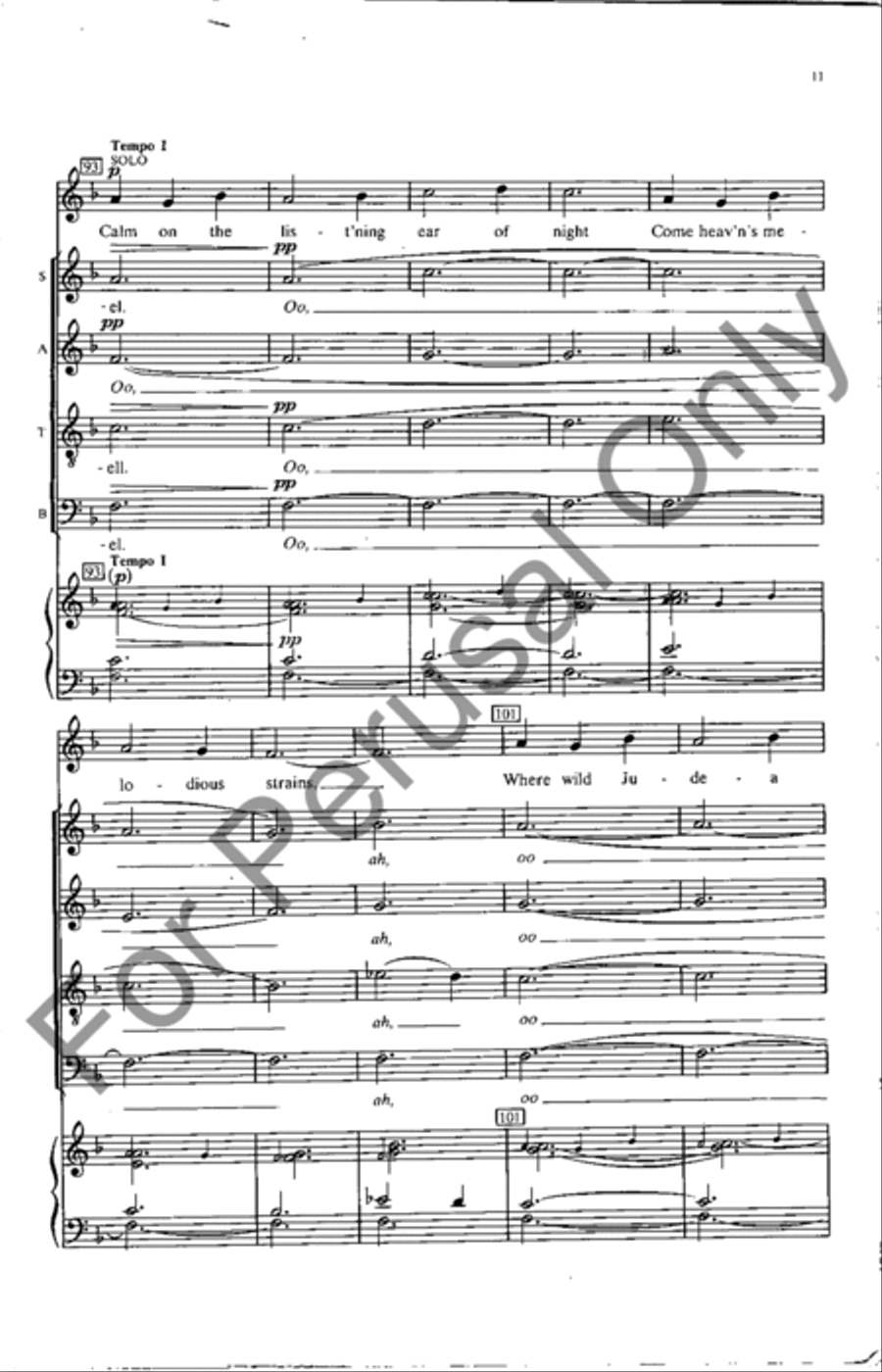 Calm On The List'ning Ear Of Night 4-Part scores gallery preview page 11