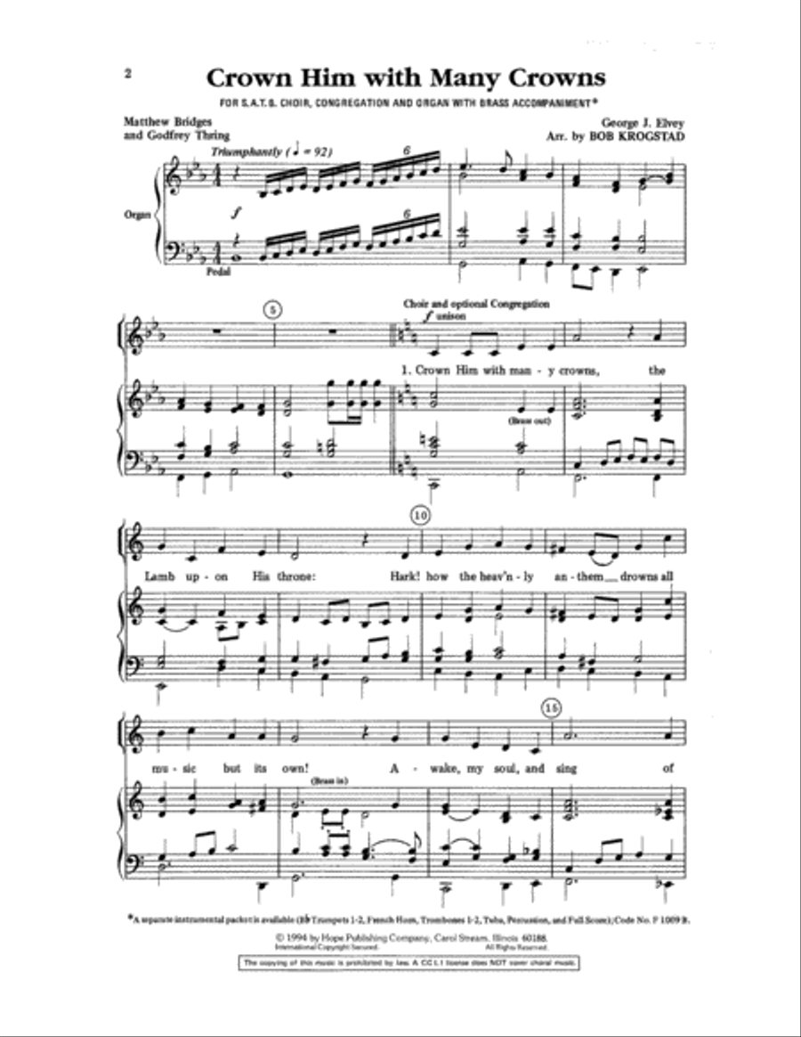 Crown Him with Many Crowns 4-Part scores gallery preview page 2