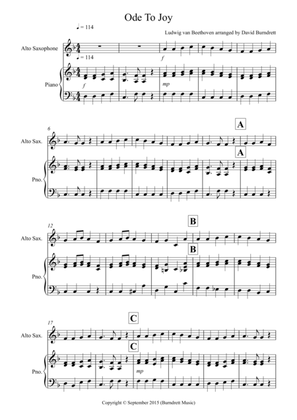 Ode to Joy for Alto Saxophone and Piano
