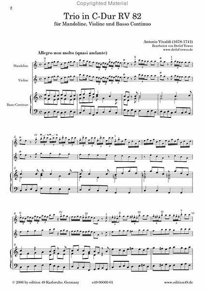 Trio in C-Dur RV 82 fur Mandoline und Basso Continuo