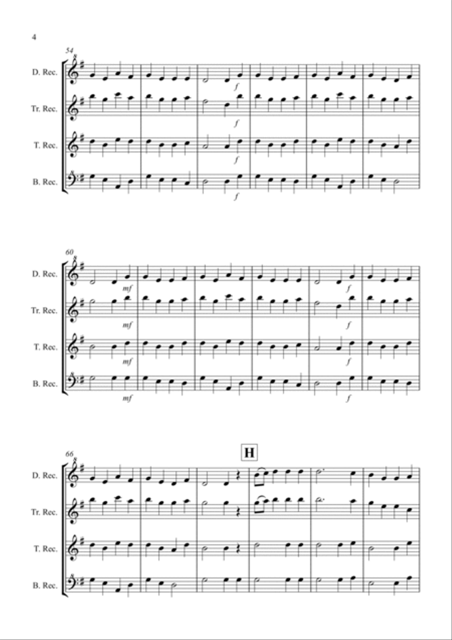 Basse Dance by Susato for Recorder Quartet Recorder scores gallery preview page 4