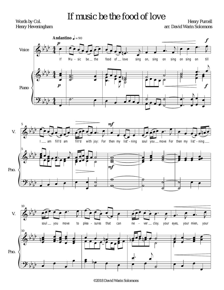 If music be the food of love for medium voice and piano Small Ensemble scores gallery preview page 1