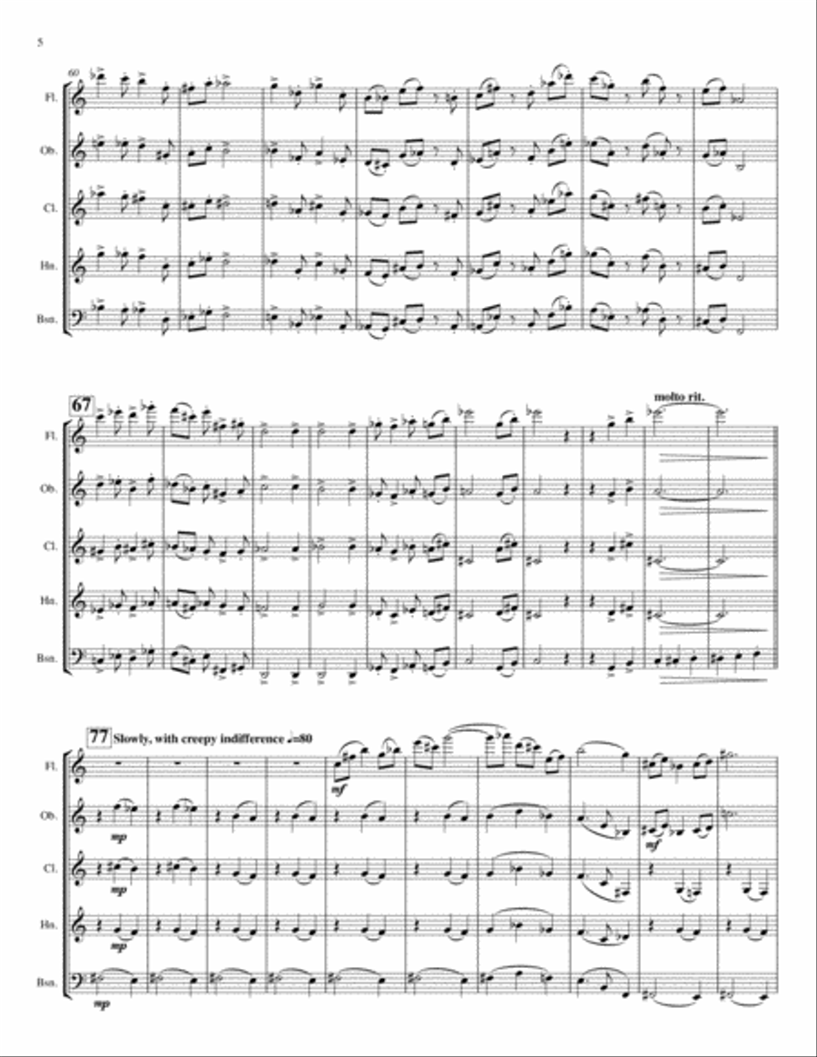 Danse Sociopathique for Woodwind Quintet Woodwind Quintet scores gallery preview page 6