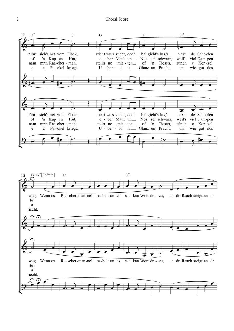 s'Raachermannel - German Christmas Choral - 4-stimmiger Gesang + Instrumentalbegleitung + chords 3-Part scores gallery preview page 5