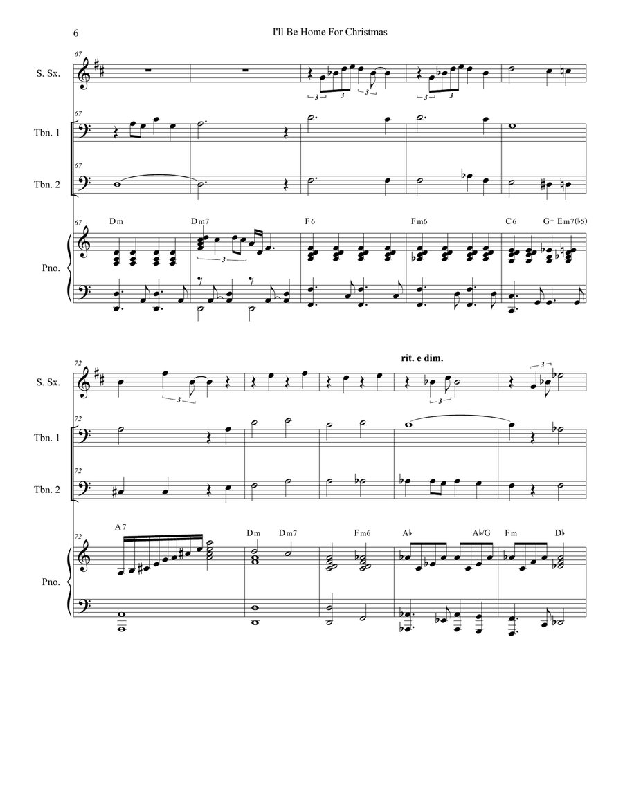 I'll Be Home For Christmas Trombone Duet scores gallery preview page 6