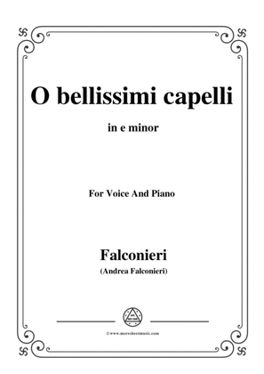 Book cover for Falconieri-O bellissimi capelli,in e minor,for Voice and Piano