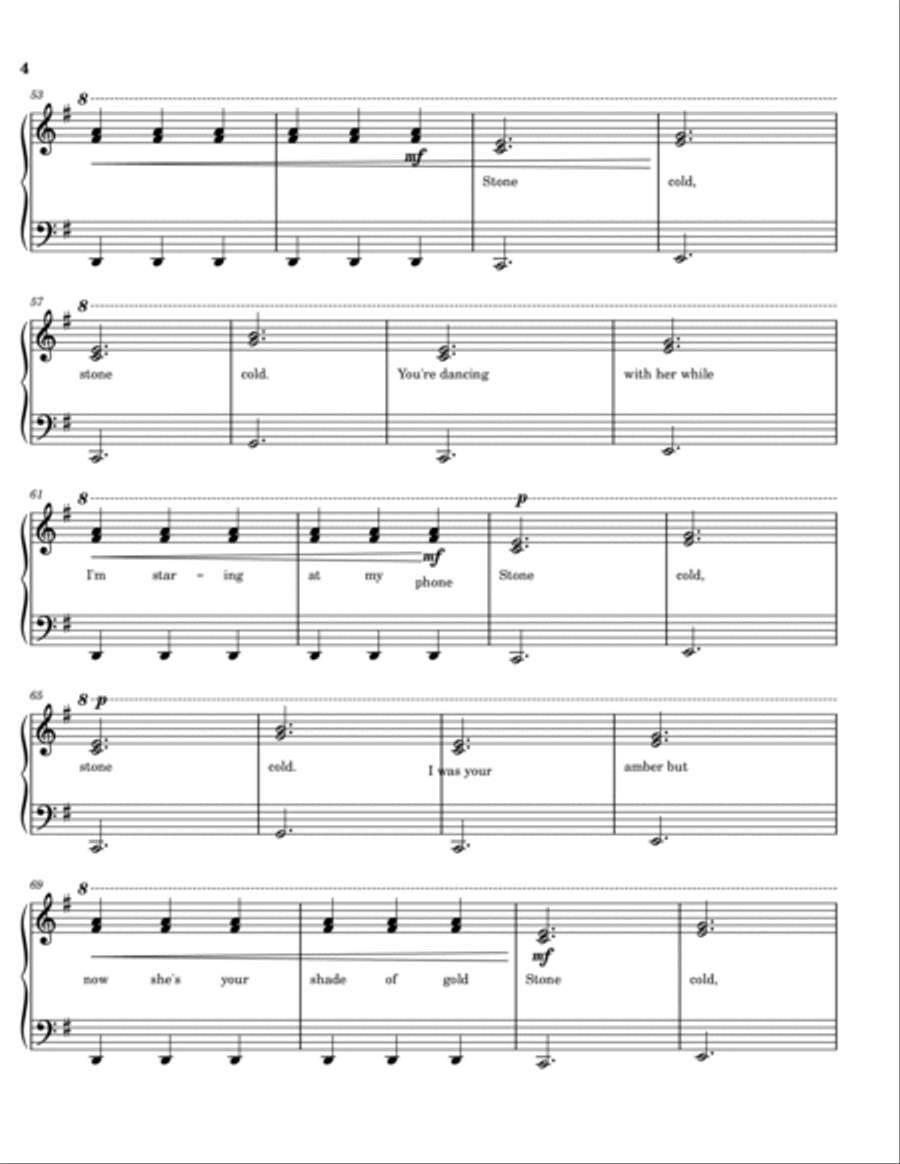 Stone Cold Stone Cold Easy Piano scores gallery preview page 4