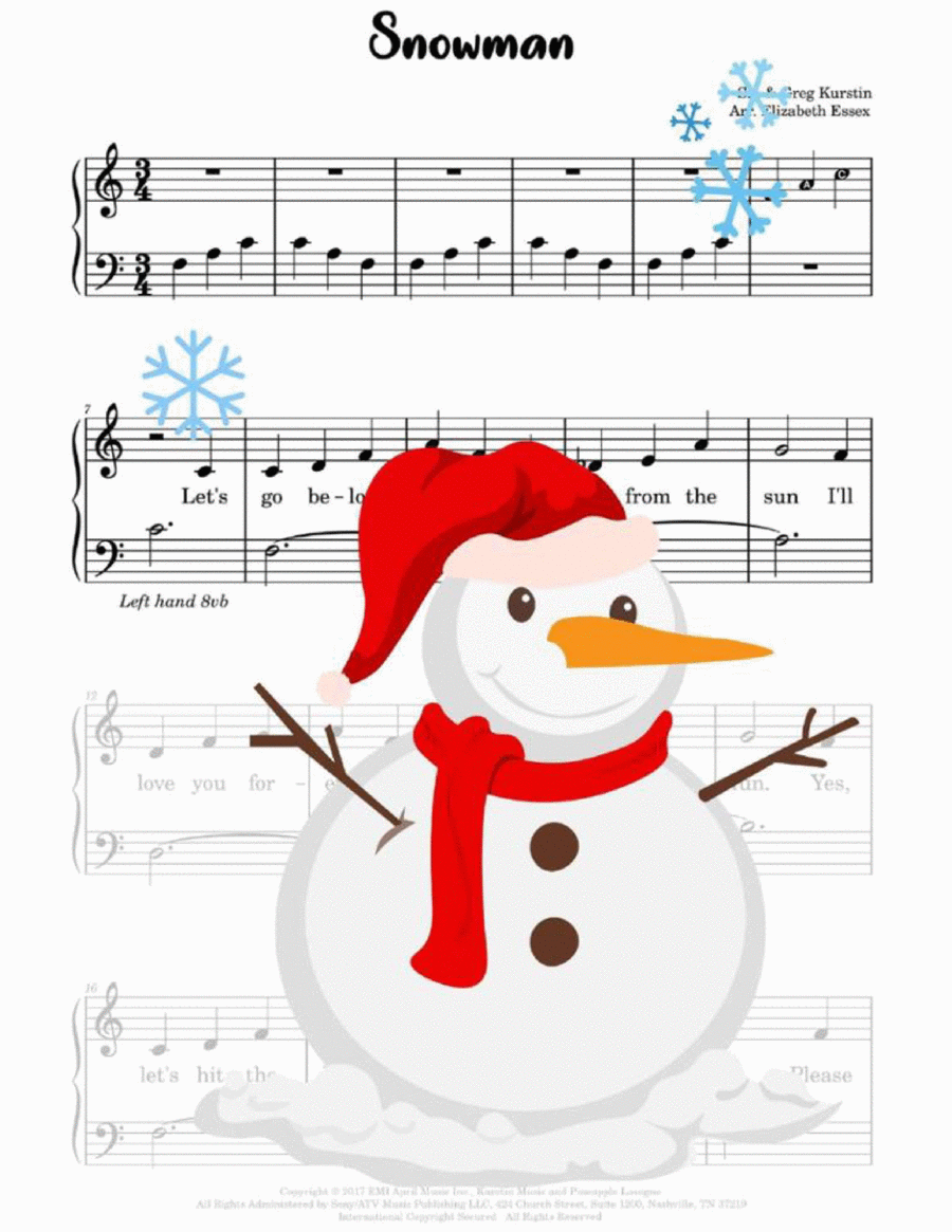 Snowman Easy Piano scores gallery preview page 1