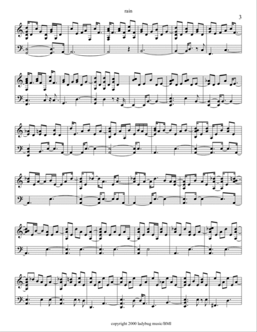 Rain Piano Solo scores gallery preview page 3