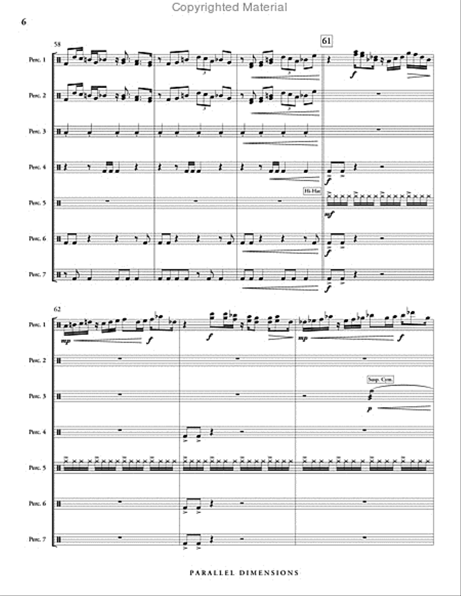 Parallel Dimensions (score & parts) Percussion Ensemble scores gallery preview page 7