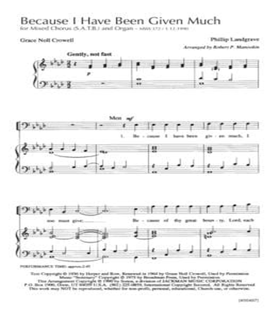 Because I Have Been Given Much - SATB - Manookin 4-Part scores gallery preview page 2