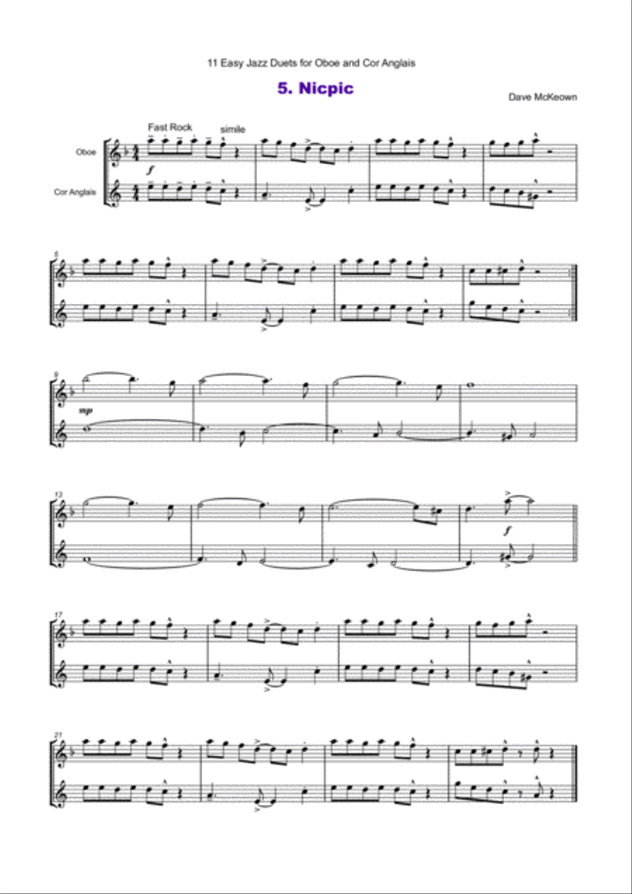 11 Easy Jazz Duets for Oboe and Cor Anglais Woodwind Duet scores gallery preview page 6