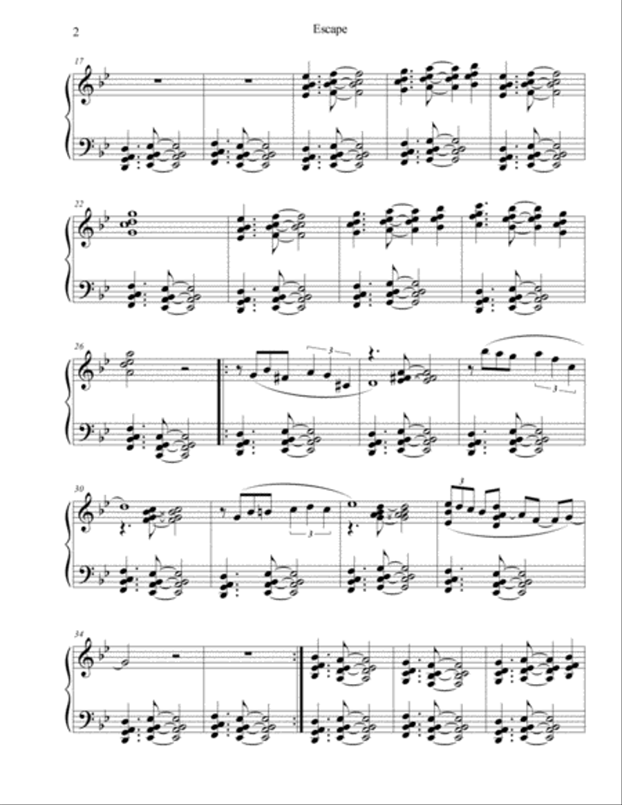 Escape Piano Solo scores gallery preview page 2