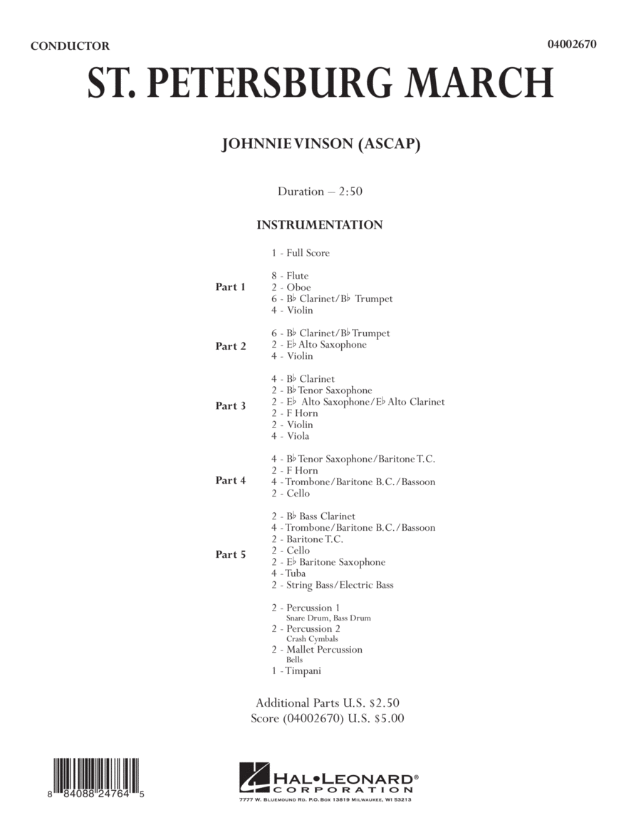 St. Petersburg March - Conductor Score (Full Score) Concert Band scores gallery preview page 1