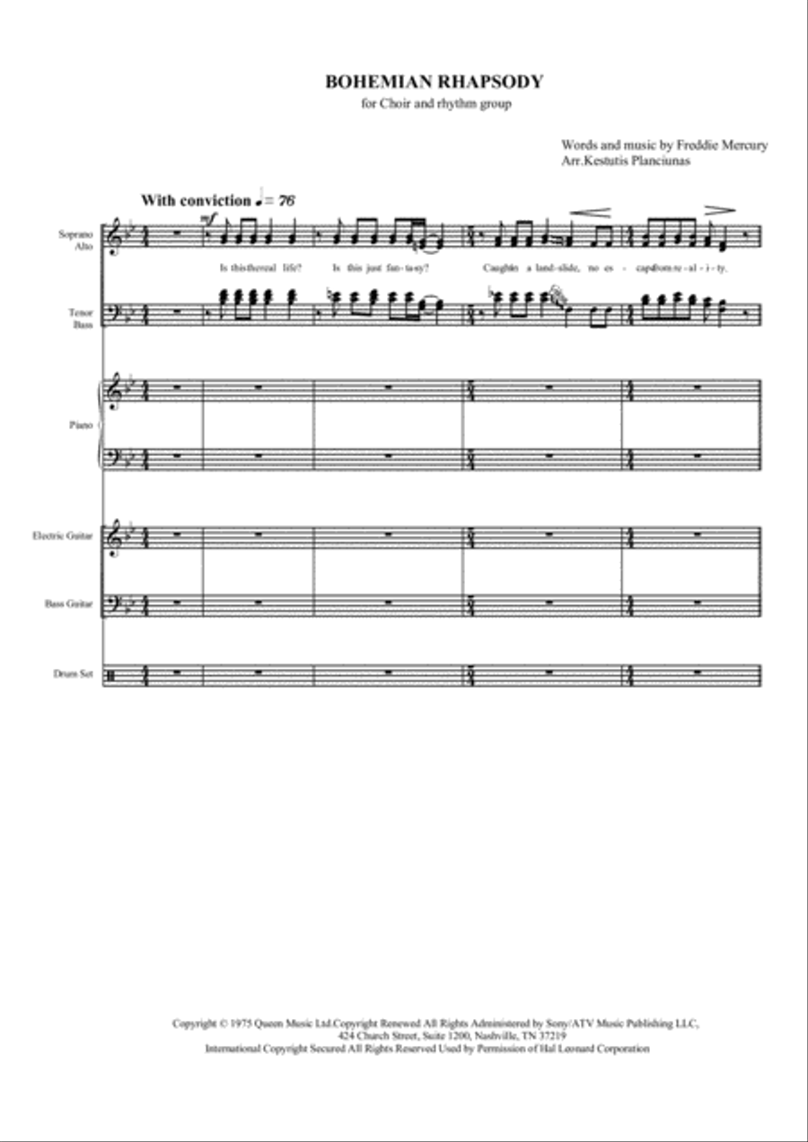 Bohemian Rhapsody Choir scores gallery preview page 2