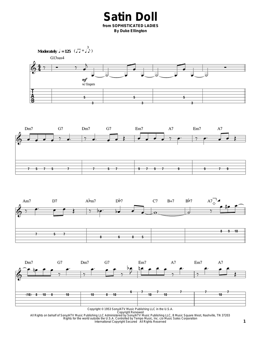 Satin Doll Satin Doll Electric Guitar scores gallery preview page 1