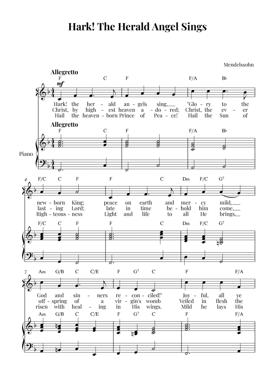 Hark! The Herald Angel Sings Alto Voice scores gallery preview page 1