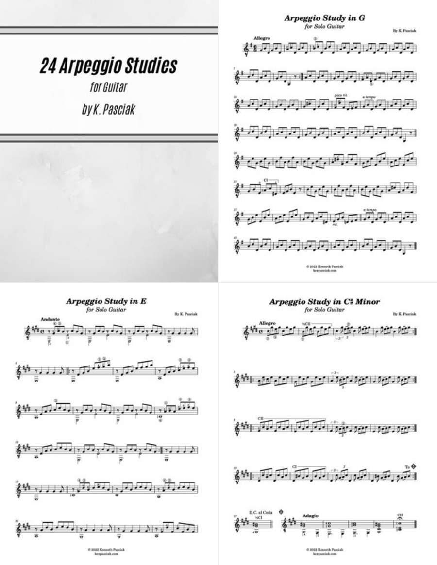 24 Arpeggio Studies for Guitar Acoustic Guitar scores gallery preview page 1