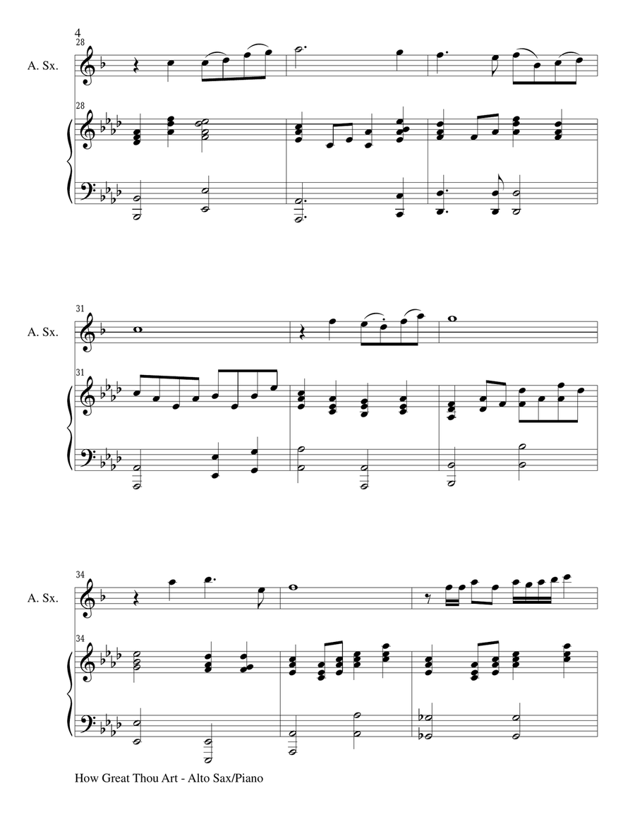 Gary Lanier: HYMNS of PRAISE and ADORATION (Duets for Alto Sax & Piano) Woodwind Duet scores gallery preview page 5