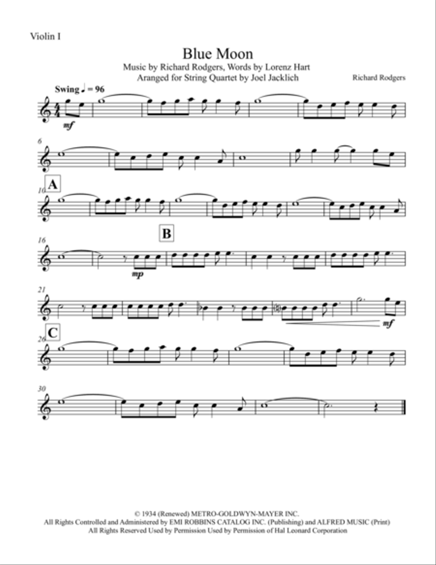 Blue Moon String Quartet scores gallery preview page 4