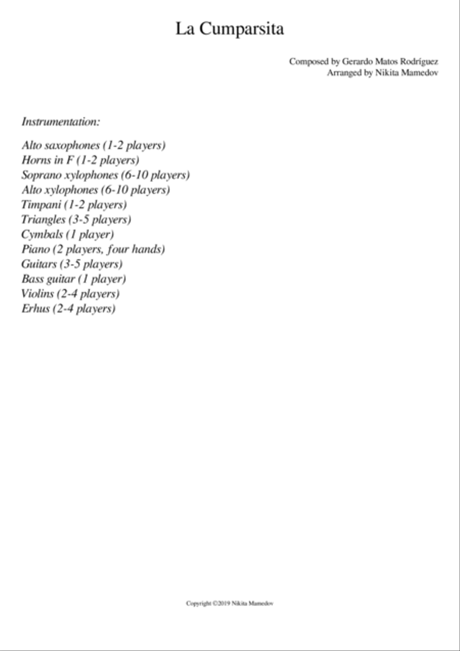 La Cumparsita Large Ensemble scores gallery preview page 1
