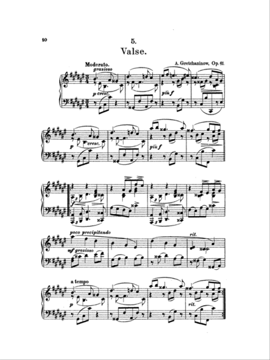 Gretchaninoff: Eight Pastels, Op. 61 Piano Solo scores gallery preview page 1