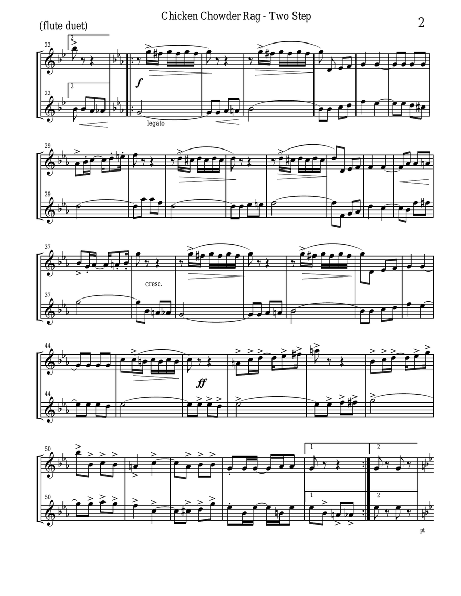 Chicken Chowder Rag by Irene Giblin for flute duet Flute Duet scores gallery preview page 2