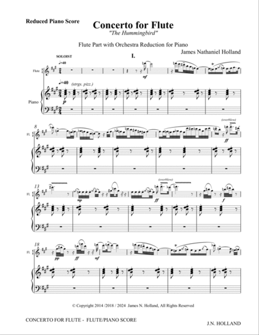 Flute Concerto The Hummingbird Piano Reduction and Flute Part Flute Solo scores gallery preview page 5