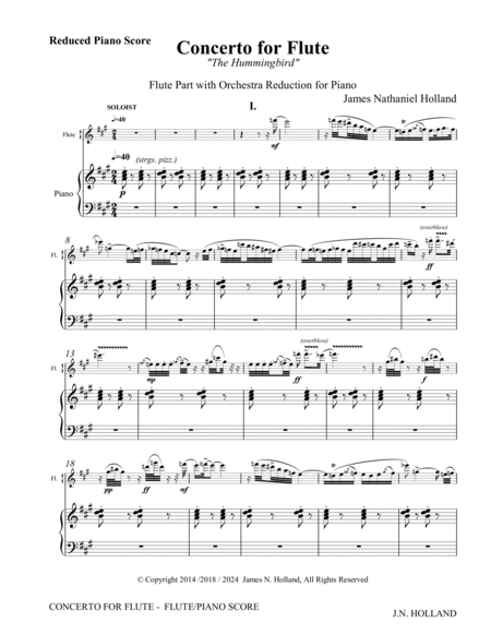 Flute Concerto The Hummingbird Piano Reduction and Flute Part image number null