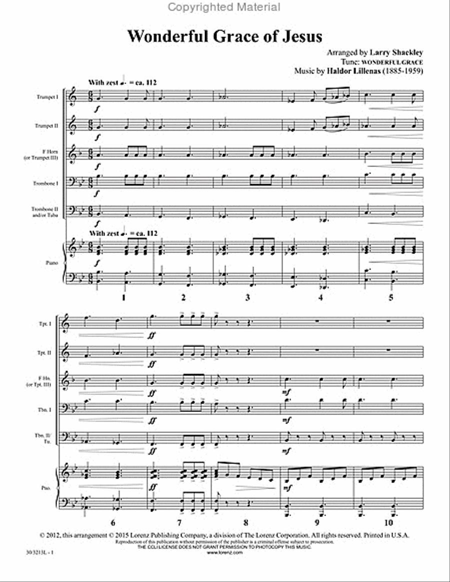 Wonderful Grace of Jesus Brass Ensemble scores gallery preview page 2
