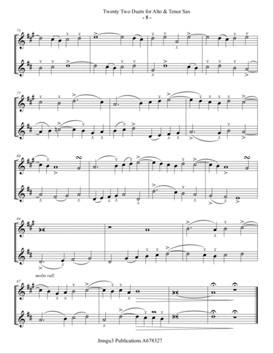 Josquin: 22 Duets for Alto & Tenor Sax Woodwind Duet scores gallery preview page 5