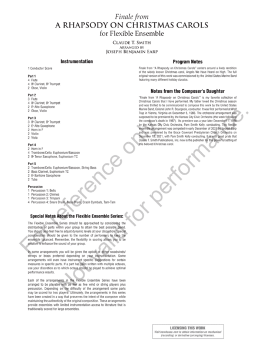 Finale From A Rhapsody On Christmas Carols Concert Band scores gallery preview page 3